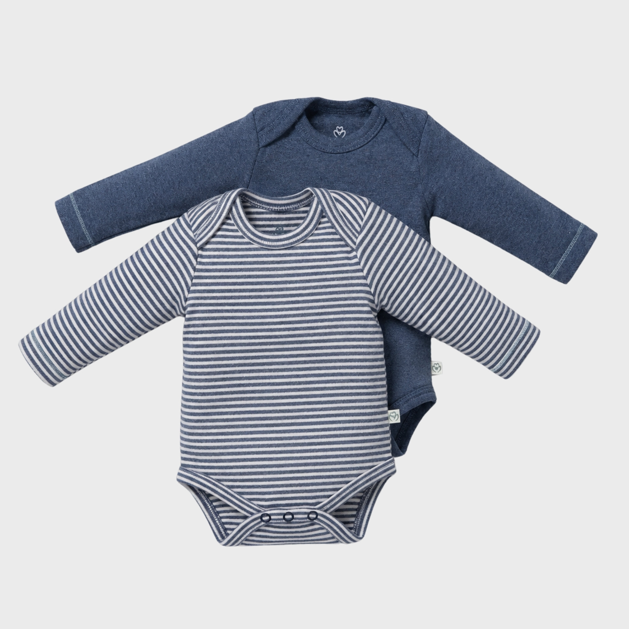 organicera_long_sleeve_bodysuit_indigo_set_result OrganicEra Organic Newborn Baby Long Sleeve Bodysuit, 2 pcs Set, Indigo Melange - Image 1