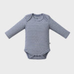 OrganicEra Organic Newborn Baby Long Sleeve Bodysuit, 2 pcs Set, Indigo Melange - Image 2
