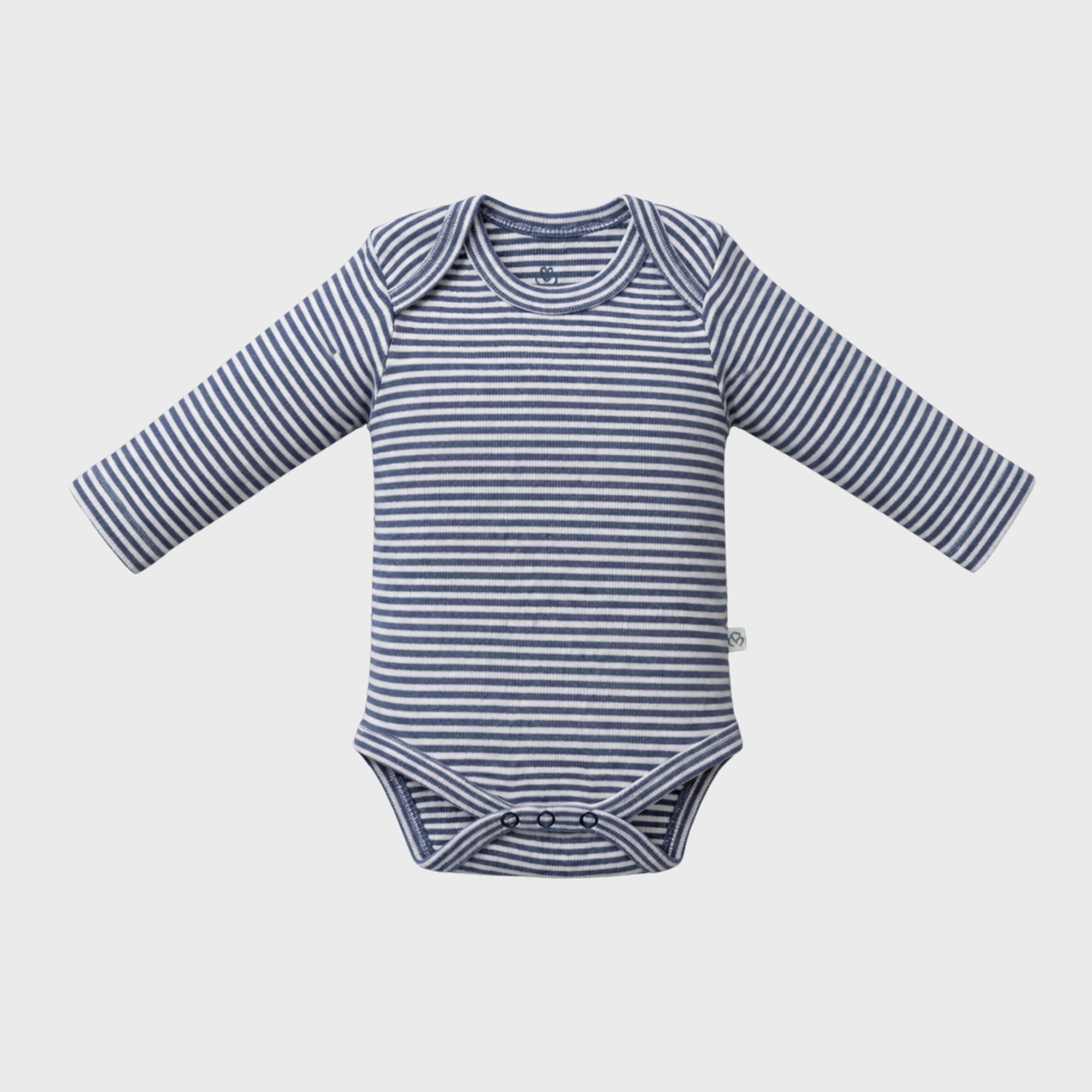 organicera_long_sleeve_bodysuit_indigo_striped_result OrganicEra Organic Newborn Baby Long Sleeve Bodysuit, 2 pcs Set, Indigo Melange - Image 2