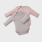 OrganicEra Organic Newborn Baby Long Sleeve Bodysuit, 2 pcs Set, Rose Melange