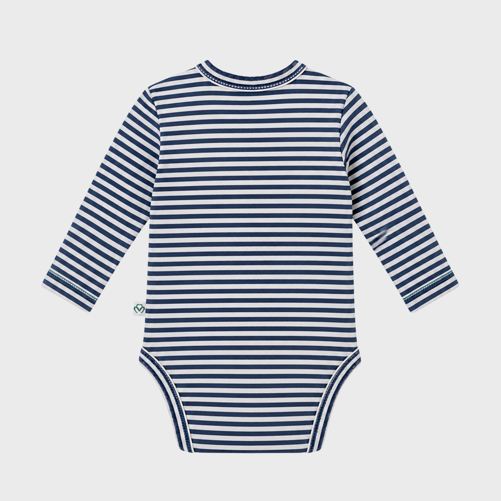 organicera_long_sleeve_kimono_bodysuit_indigo_striped_back_result OrganicEra Organic Long Sleeve Newborn Kimono Baby Body, Striped, Indigo Melange - Image 2