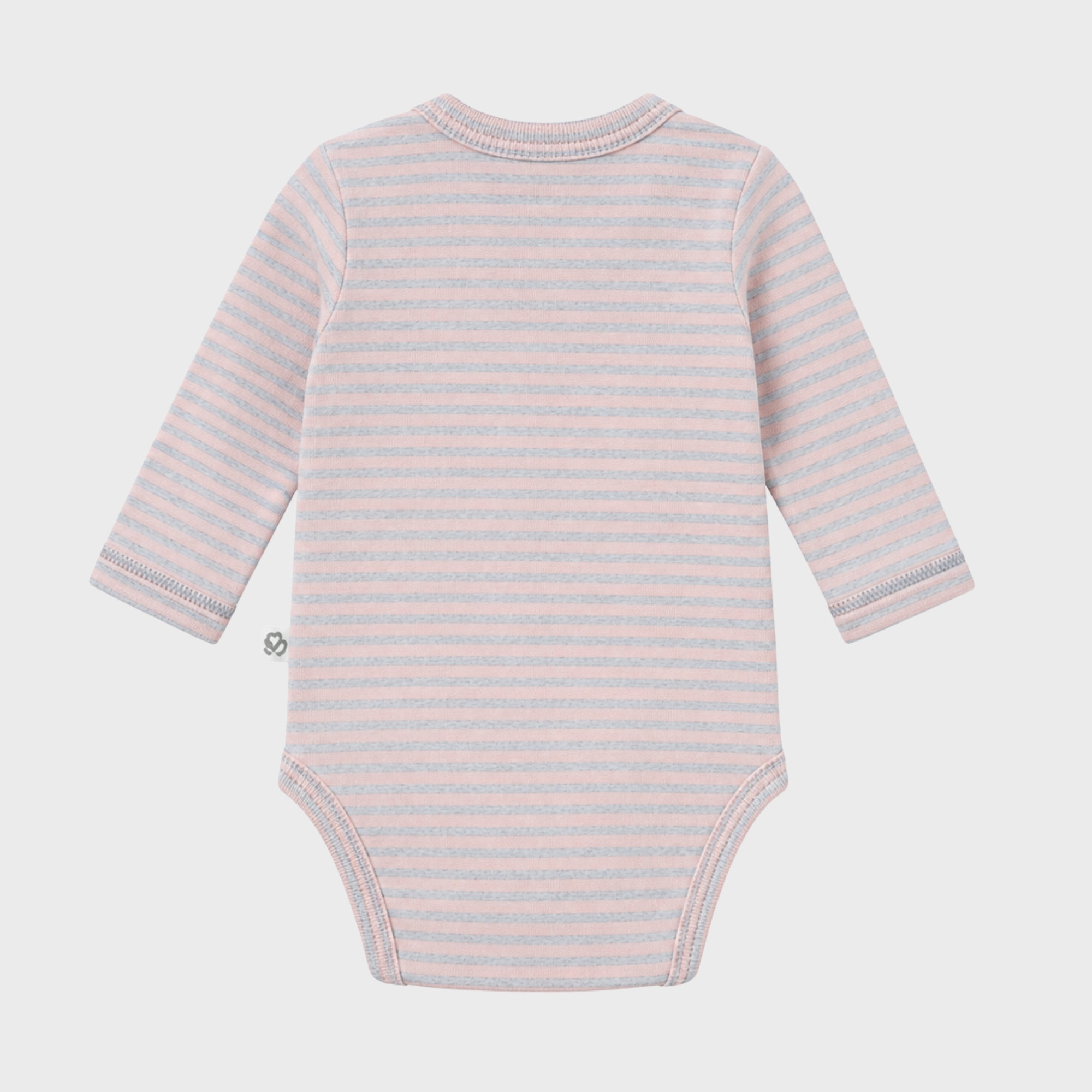 organicera_long_sleeve_kimono_bodysuit_rose_striped_back_result OrganicEra Organic Long Sleeve Newborn Kimono Baby Body, Striped, Rose Melange - Image 2