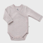 OrganicEra Organic Long Sleeve Newborn Kimono Baby Body, Striped, Rose Melange