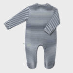 OrganicEra Organic Baby Footed Sleepsuit, Striped, Indigo Melange - Image 2