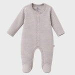 OrganicEra Organic Baby Footed Sleepsuit, Striped, Rose Melange