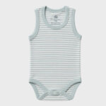 OrganicEra Organic Newborn Baby Sleeveless Bodysuit, 2 pcs Set, Aqua Melange - Image 3