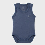 OrganicEra Organic Newborn Baby Sleeveless Bodysuit, 2 pcs Set, Indigo Melange - Image 3